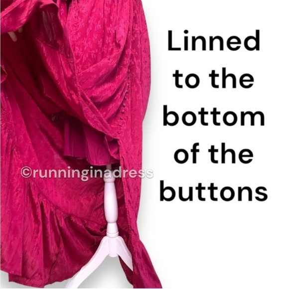 NWT Free People Cha Cha Maxi Dress In Red Cape Sleeve Empire Waist Size Medium - Picture 10 of 16